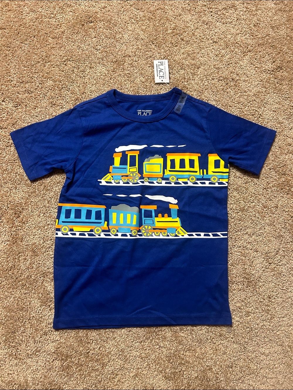 The Children's Place Navy Short-Sleeve Train Tee